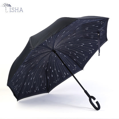 C-Handle Hands-Free Car Reverse Umbrella Double-Layer Windproof