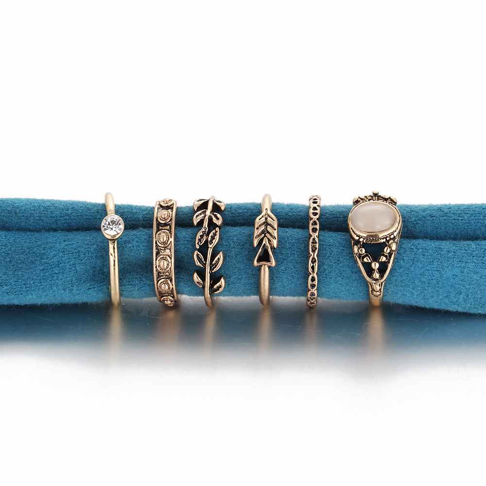 Cat's eye stone combination set joint ring wholesale