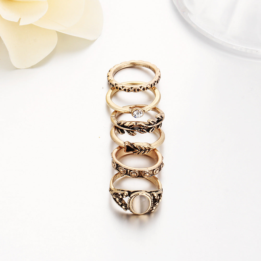 Cat's eye stone combination set joint ring wholesale