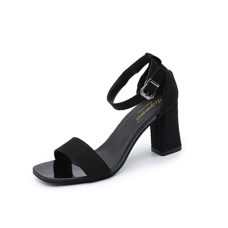 One-word buckle Roman high heels
