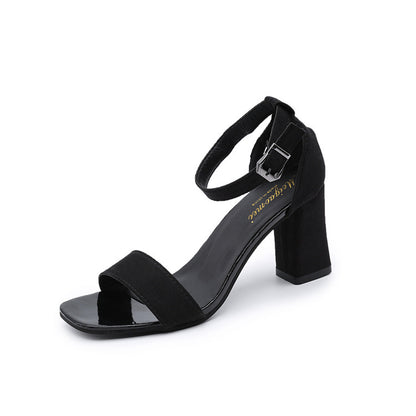 One-word buckle Roman high heels