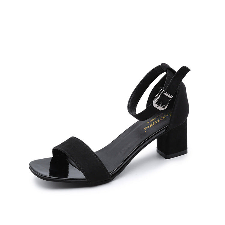 One-word buckle Roman high heels