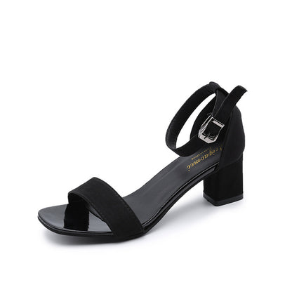 One-word buckle Roman high heels