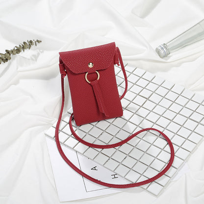 Square bag, shoulder messenger bag, mobile phone bag.
