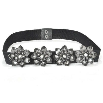 Pearl belt diamond rhinestone elastic belt