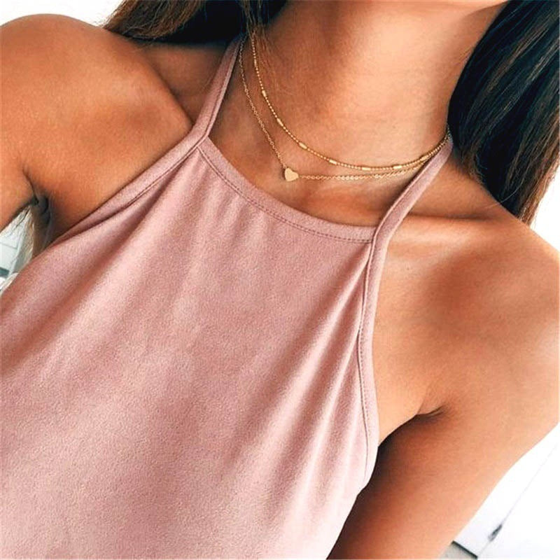 Copper Heart Multi-layered Clavicle Necklace