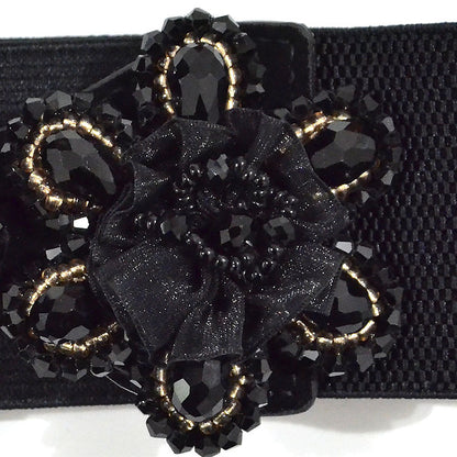 Strung crystal beads rhinestone rice beads button head belt