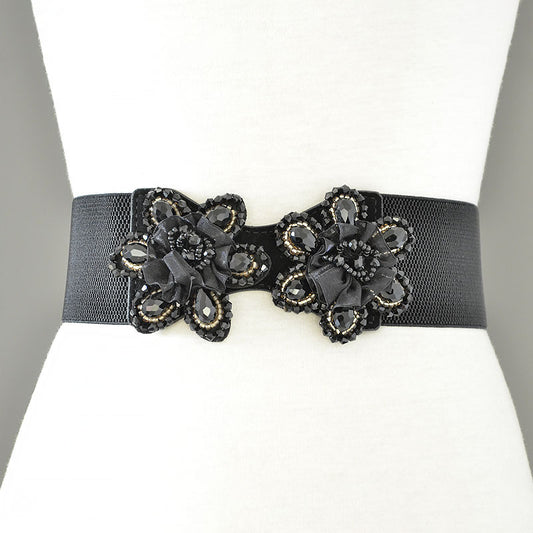 Strung crystal beads rhinestone rice beads button head belt