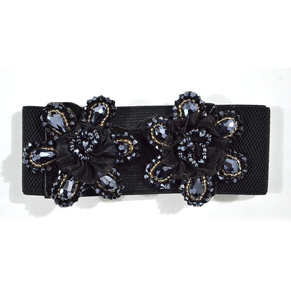 Strung crystal beads rhinestone rice beads button head belt
