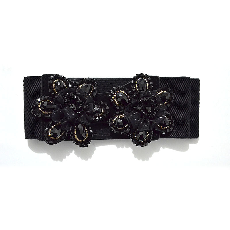 Strung crystal beads rhinestone rice beads button head belt