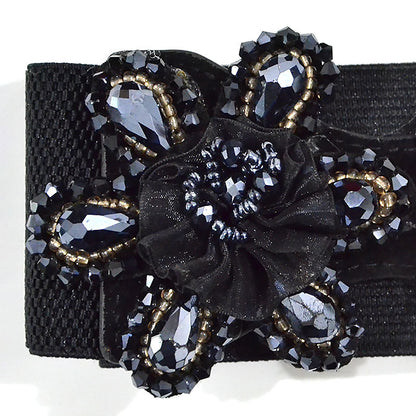 Strung crystal beads rhinestone rice beads button head belt