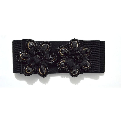 Strung crystal beads rhinestone rice beads button head belt