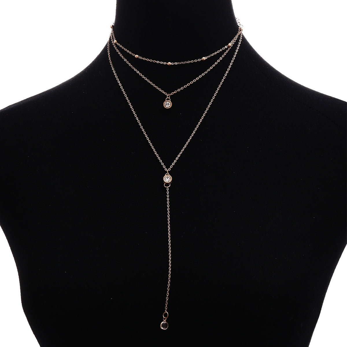 Tassel bead chain metal necklace