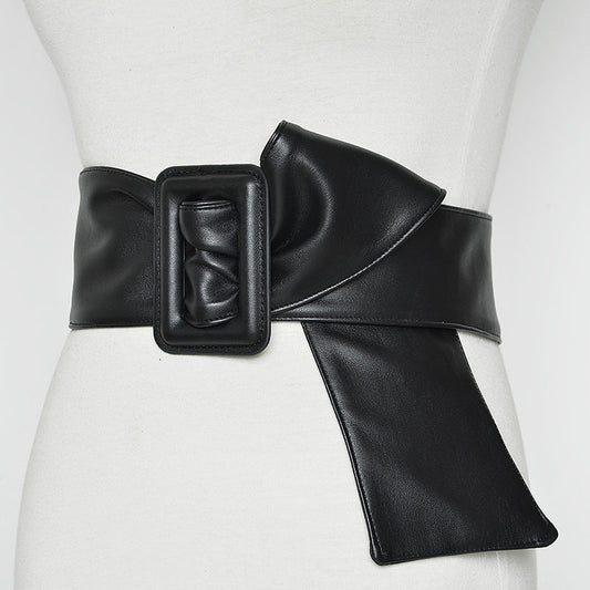 Pu imitation sheepskin wide belt