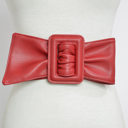 Pu imitation sheepskin wide belt