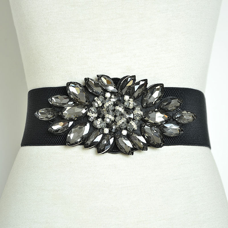 Crystal bead elastic wide belt customization