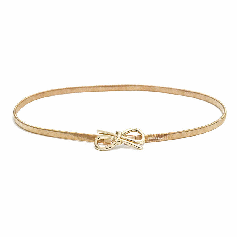 Bow Metal Button Elastic Waist Chain