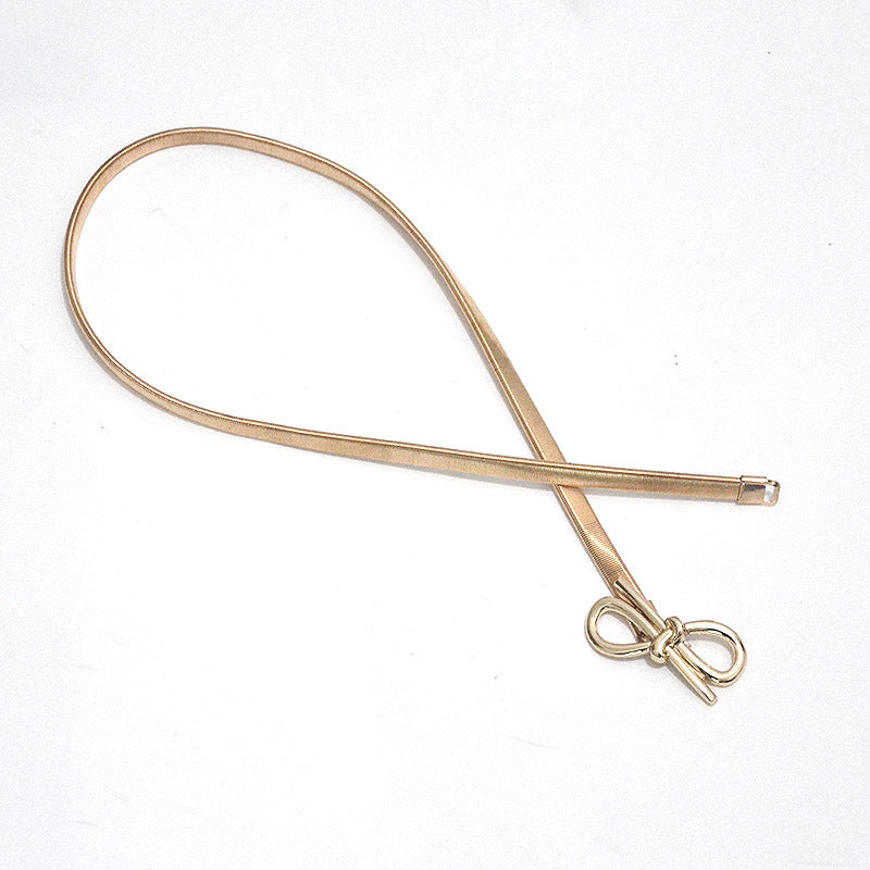 Bow Metal Button Elastic Waist Chain