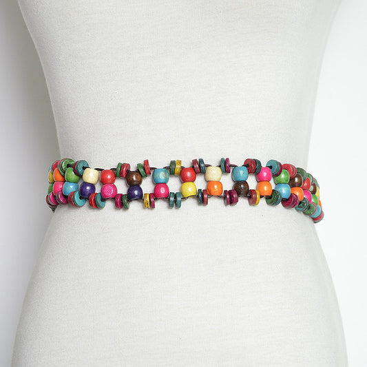 Candy colored wooden bead waist chain
