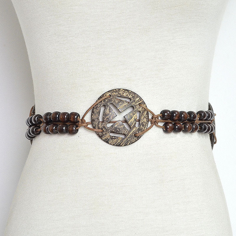 Patterned handmade wax rope log buckle waist chain
