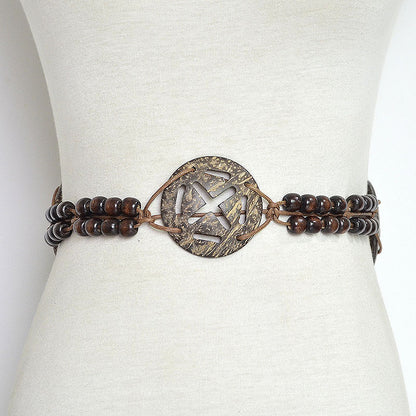 Patterned handmade wax rope log buckle waist chain