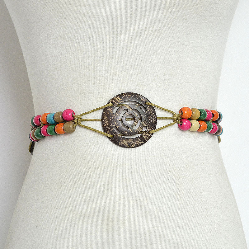 Patterned handmade wax rope log buckle waist chain
