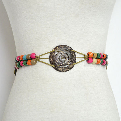 Patterned handmade wax rope log buckle waist chain