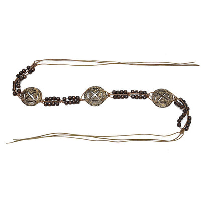 Patterned handmade wax rope log buckle waist chain