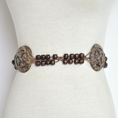 Patterned handmade wax rope log buckle waist chain