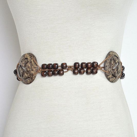 Patterned handmade wax rope log buckle waist chain