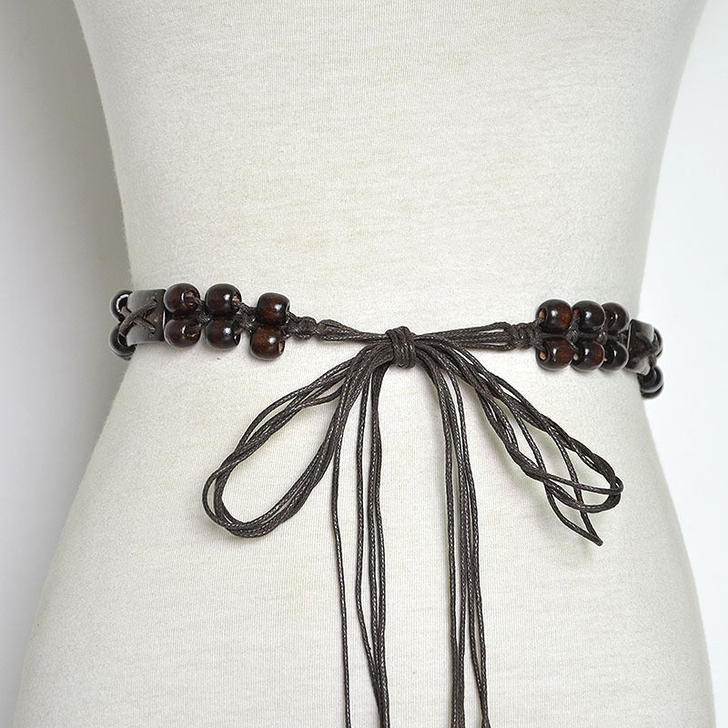 Patterned handmade wax rope woven waist chain
