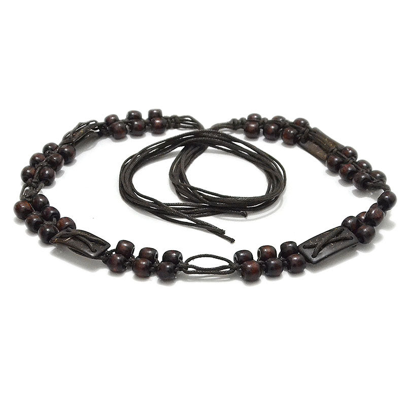 Patterned handmade wax rope woven waist chain