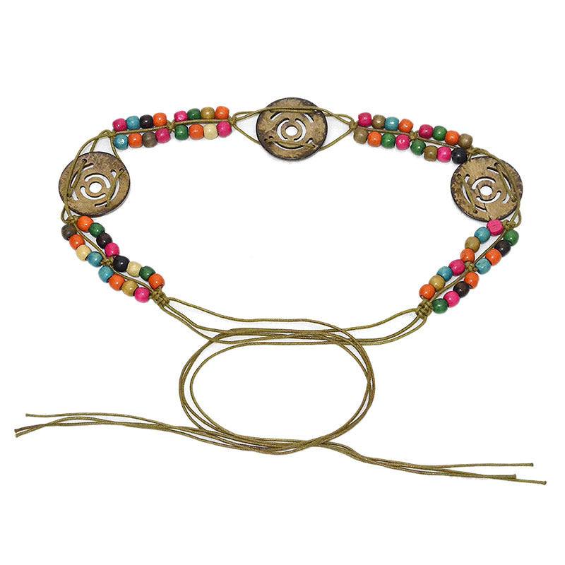 Patterned handmade wax rope log buckle waist chain