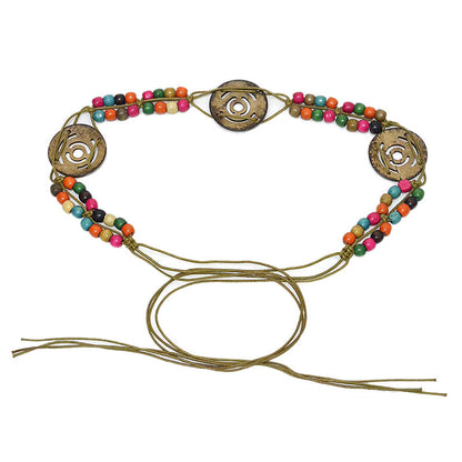 Patterned handmade wax rope log buckle waist chain