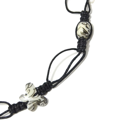 Patterned rice bead string sewn woven waist chain