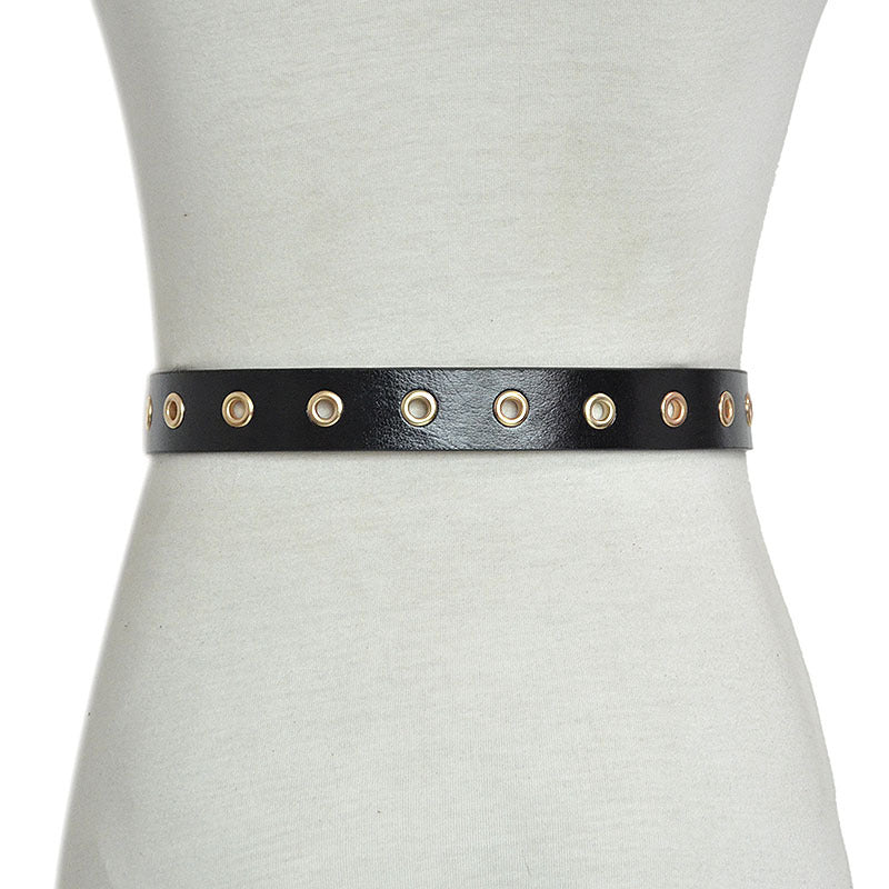 Pin buckle perforated imitation leather belt wholesale