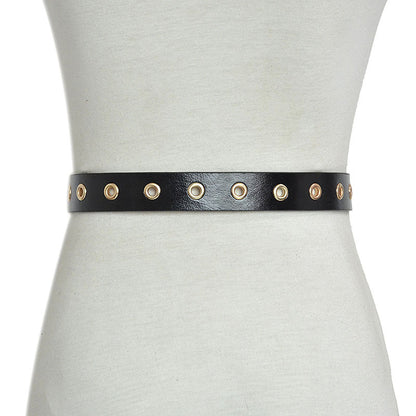 Pin buckle perforated imitation leather belt wholesale
