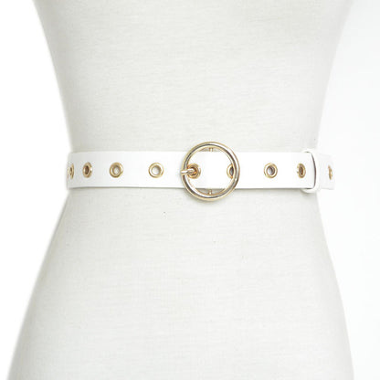 Pin buckle perforated imitation leather belt wholesale
