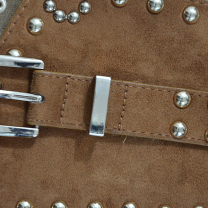 Rivet decorative elastic pin buckle wide belt