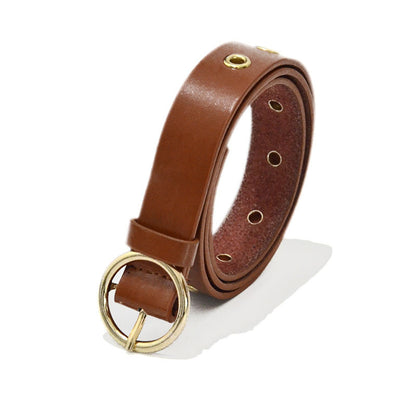 Pin buckle perforated imitation leather belt wholesale