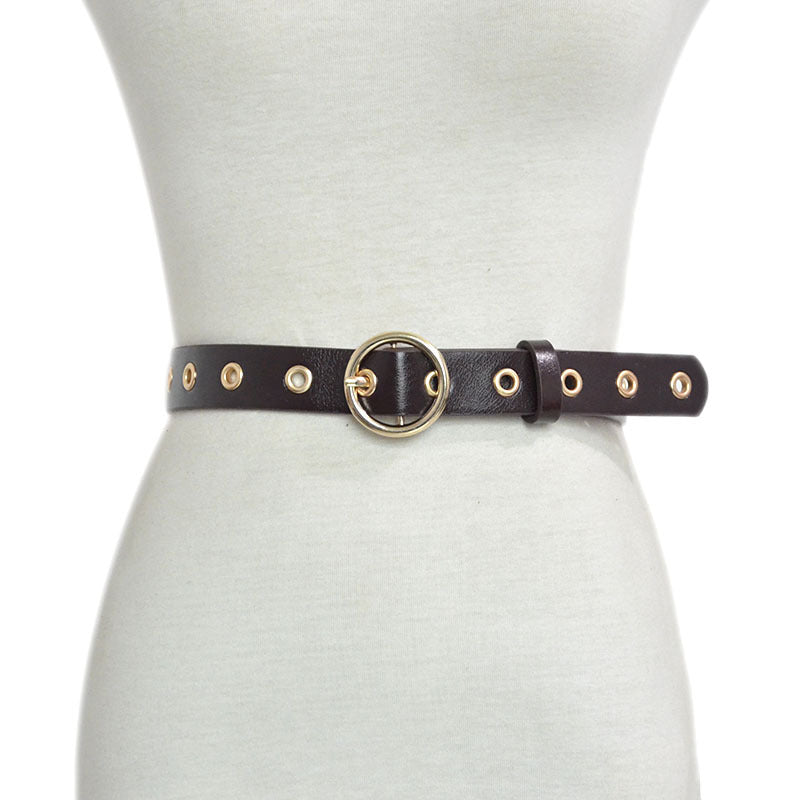 Pin buckle perforated imitation leather belt wholesale