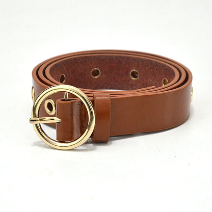 Pin buckle perforated imitation leather belt wholesale