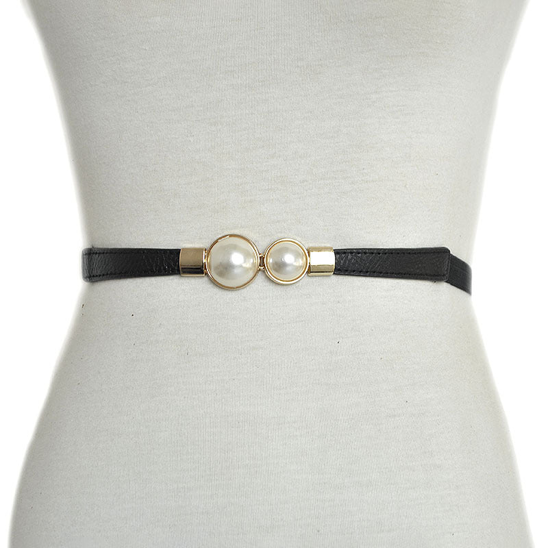 Belt Double Pearl Inlaid Buckle
