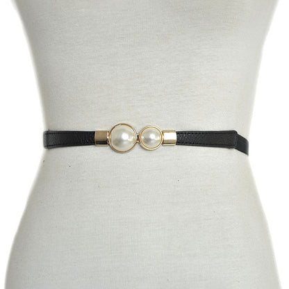 Belt Double Pearl Inlaid Buckle