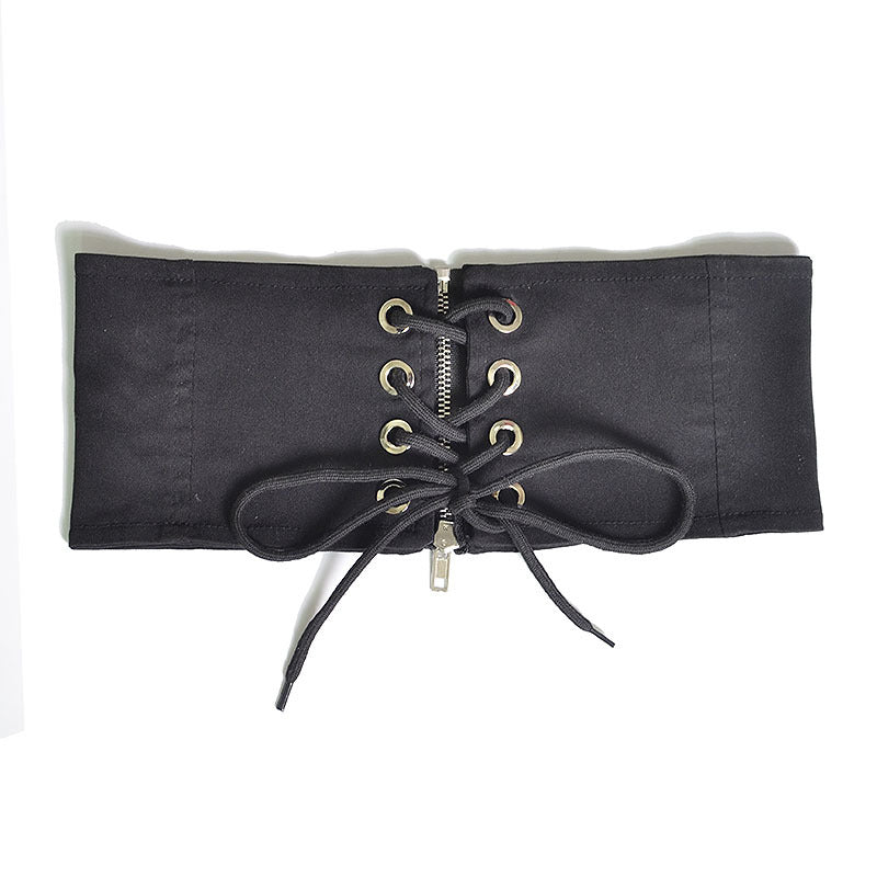 Black and white fashion rear zipper waist seal