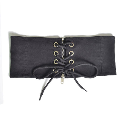 Black and white fashion rear zipper waist seal