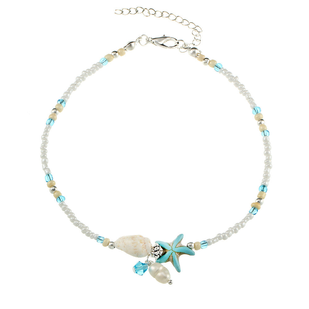 Conch Starfish Rice Bead Anklet