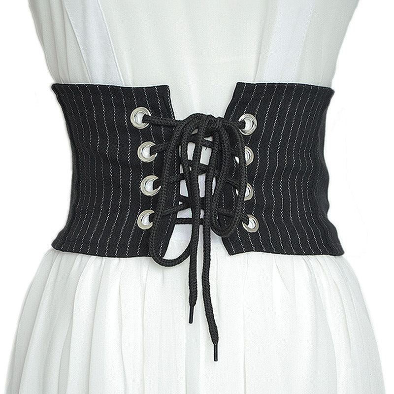 Black and white fashion rear zipper waist seal