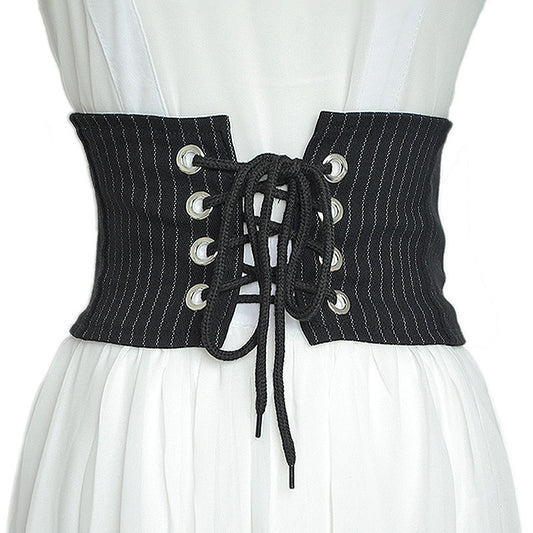 Black and white fashion rear zipper waist seal