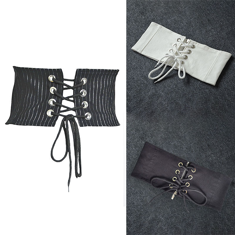 Black and white fashion rear zipper waist seal